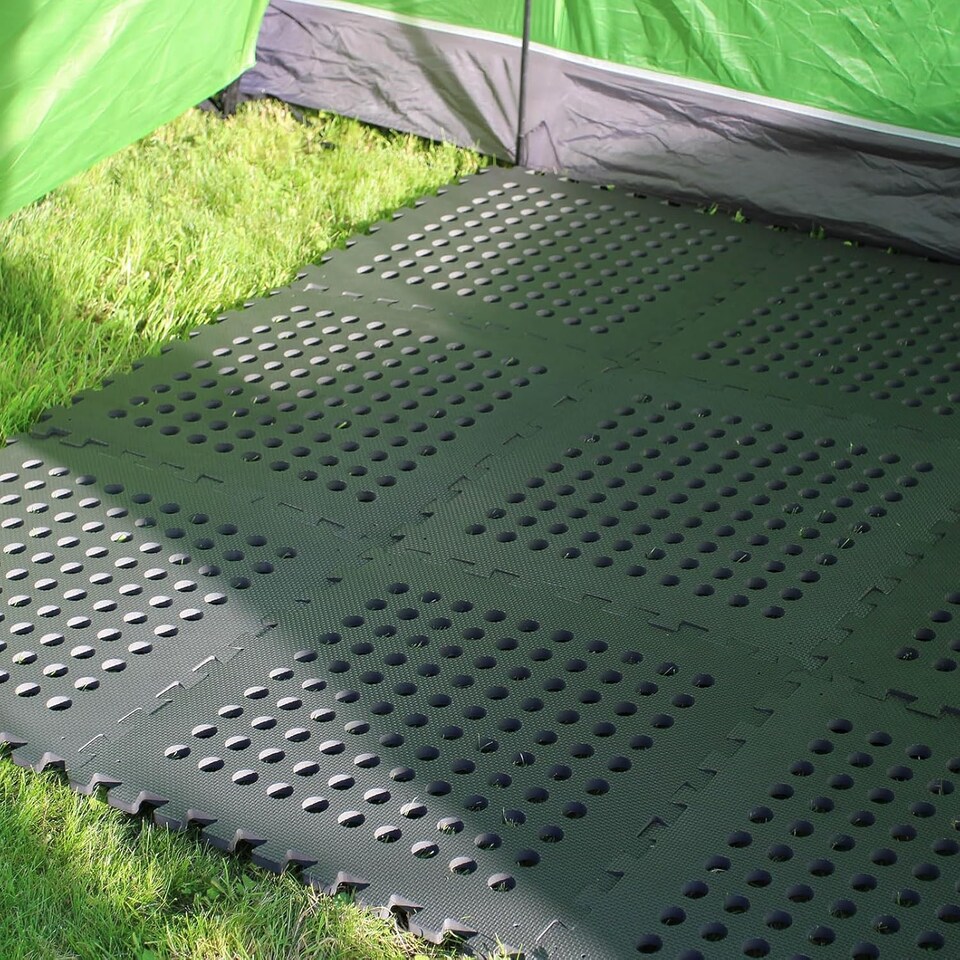 image 1 of Actiasmat - EVA Safety Mat Set for Climbing Frames & Trampolines | 4 Interlocking Black Tiles (52 x 52 cm) – 11.6 Sq Ft. Coverage
