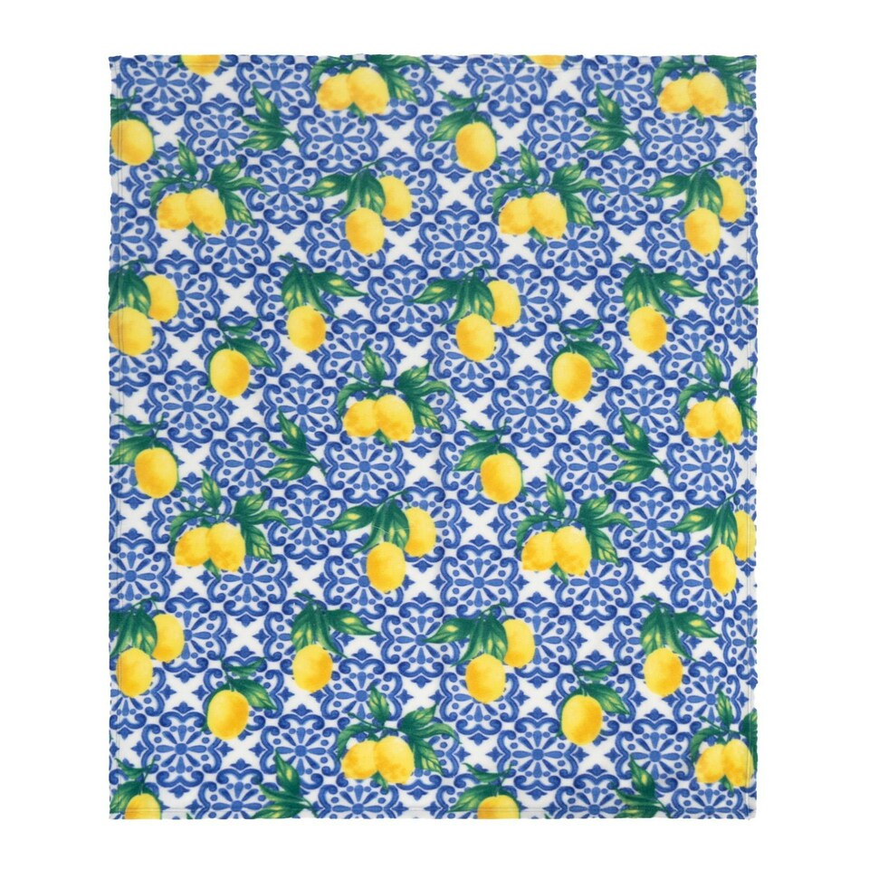 image 1 of OHS 10 x Lemon Ultra Soft Polar Throw Blanket, 120x150cm - Blue/Yellow