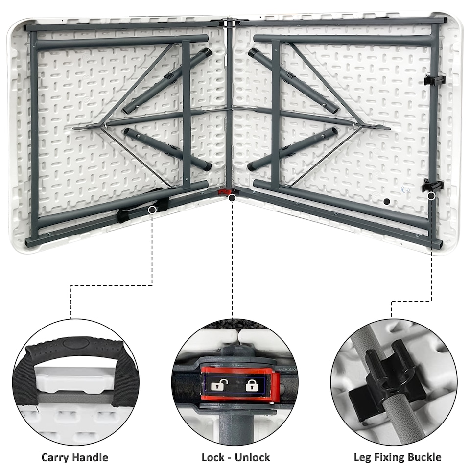 image 1 of 4ft Catering Camping Heavy Duty Folding Trestle Table Picnic BBQ Party | White
