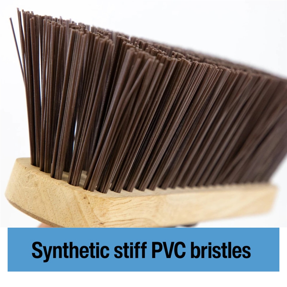 image 1 of 10" Stiff Synthetic Broom with Handle Heavy Duty Outdoor Sweeping Brush for Garden & Patio