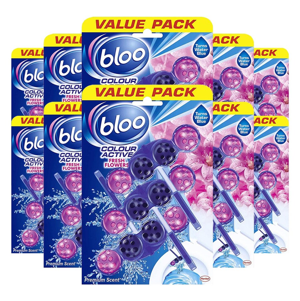 image 1 of Bloo Colour Active Toilet Rim Block Fresh Flowers Anti-Limescale 3 x 50g, 10 Pack | Multi | 10 Pack | 10
