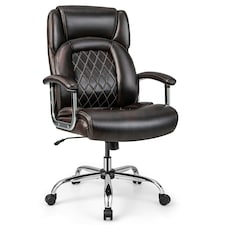 COSTWAY Big & Tall Office Chair Adjustable Executive Chair Brown