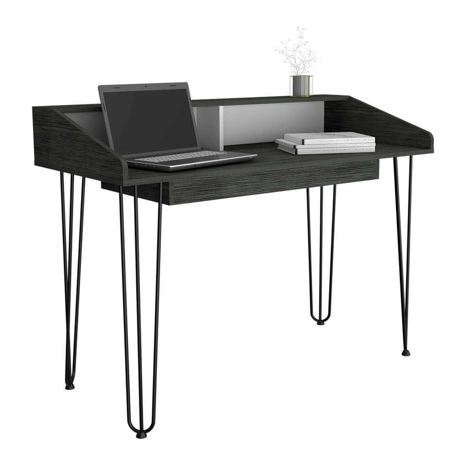 image 1 of Dallas Home Office Desk with Hairpin Legs - White Finish with Stylish Central American Design and Practical Workspace | White | White | One Size | 1