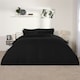 image 1 of OHS Microfibre Soft Plain Duvet Cover and Pillowcase Set, Single - Black