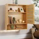 image 6 of Wooden Bathroom Wall Storage Cabinet Organiser Natural Brown Brown