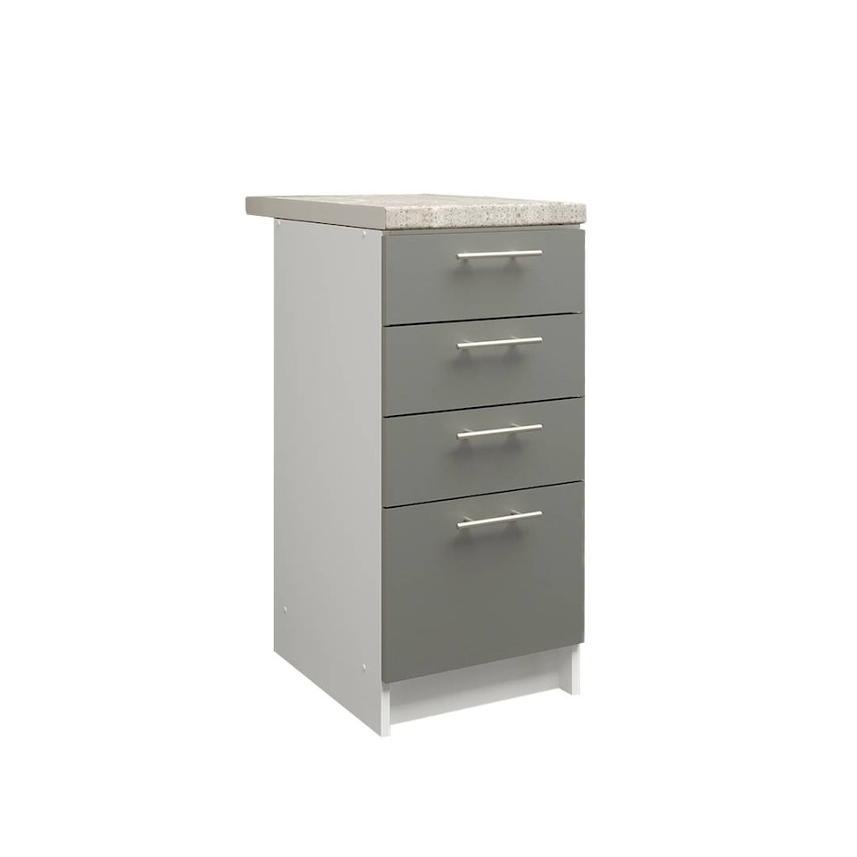 image 1 of JD Greta Kitchen Base Drawer Unit 400mm Cabinet With Fronts 40cm Grey Matt with Worktop