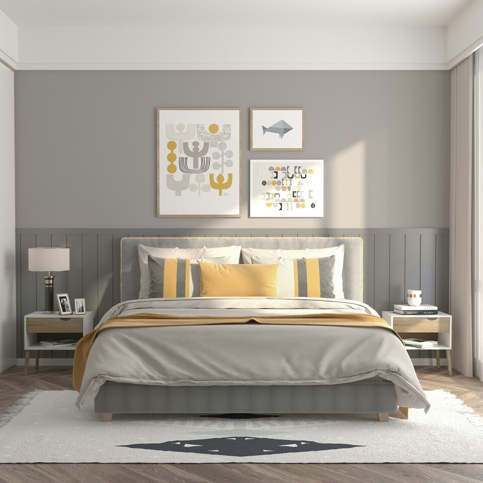 image 1 of HOMCOM Bedside Table with Drawer & Shelf, Nightstand, End Table for Bedroom