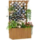 image 1 of Outsunny Wooden Planter with Trellis and Drainage Holes Yellow