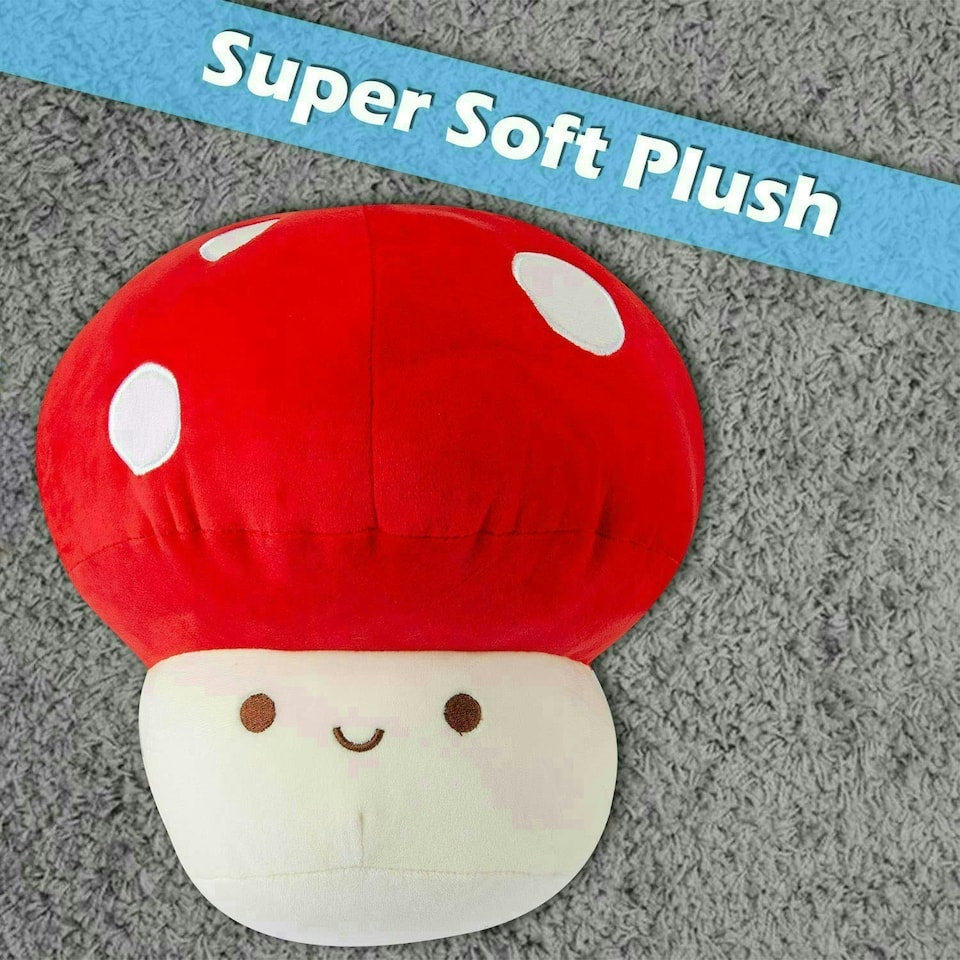 image 1 of Red Mushroom Mochi Soft Toy Cute Plushie Huggable Cuddly Plush 20cm Red