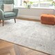 image 2 of KUKOON Silver Multicolour Distressed Bordered Medallion Area Rug 60cm x 110cm