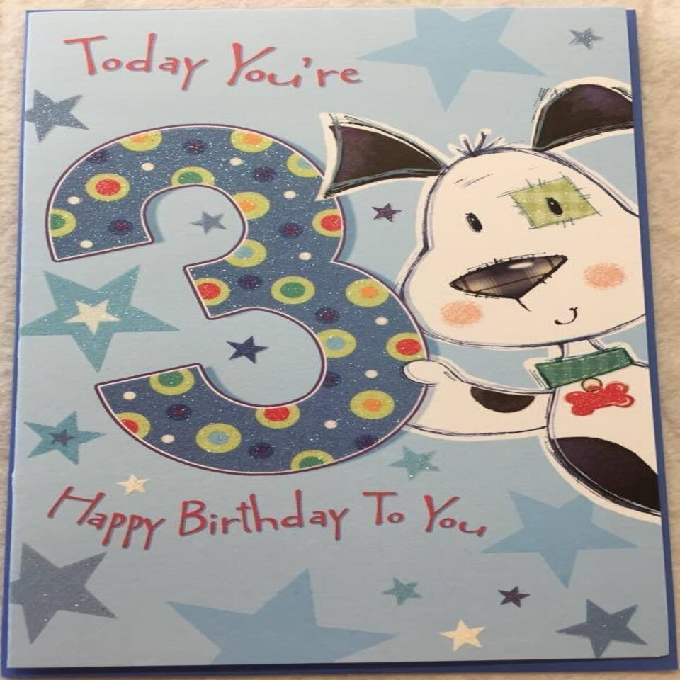 image 1 of Today you`re 3 Happy Birthday Card