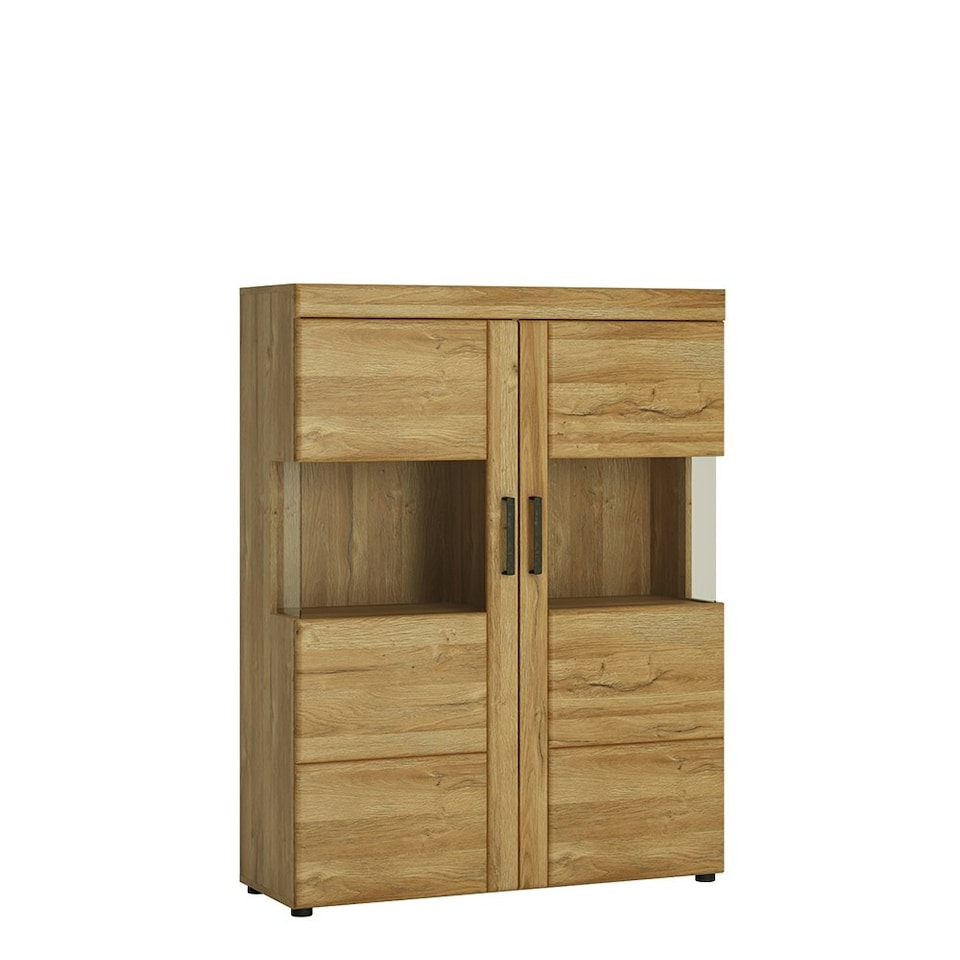 image 1 of Cortina Low Wide 2 Door Display Cabinet in Grandson Oak