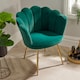image 3 of Boucle Fabric Scallop Shell Chair Wing Back Armchair Sofa | Green