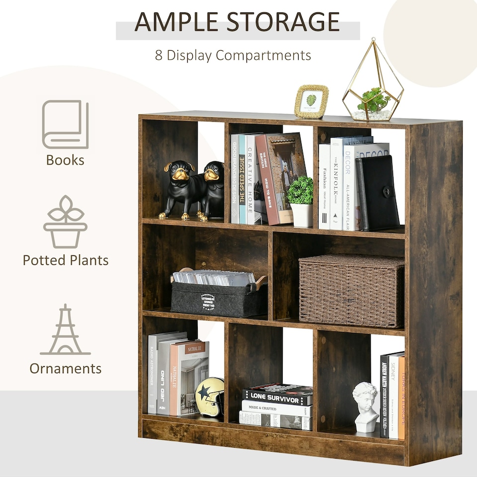 image 1 of HOMCOM Storage Shelf 3-Tier Bookcase Display Rack Home Organizer