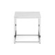 image 2 of White Marble Top Lamp Table with Silver Framing White