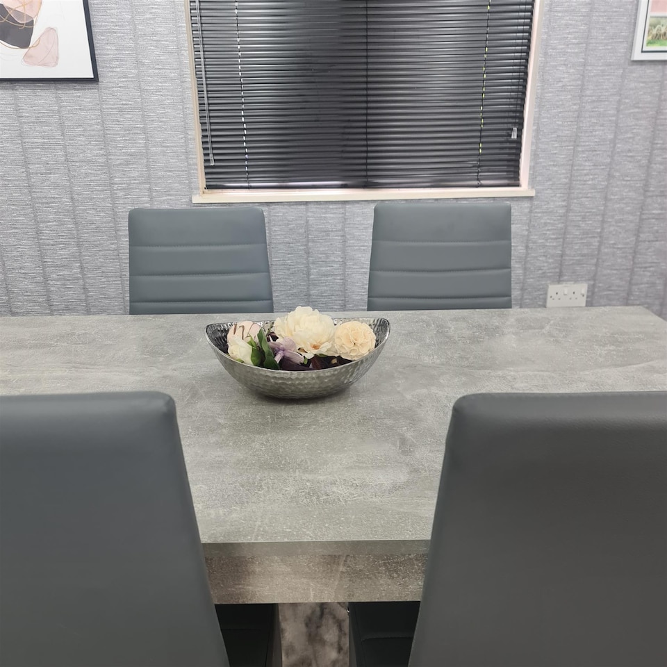 image 1 of Modern Dining Table Set With 6 Grey Chairs Dining Room Furniture Set | Grey | One Size | 7