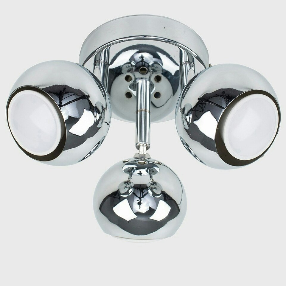 image 1 of ValueLights Retro Silver Chrome 3 Way Round Plate Adjustable Eyeball Ceiling Spotlight