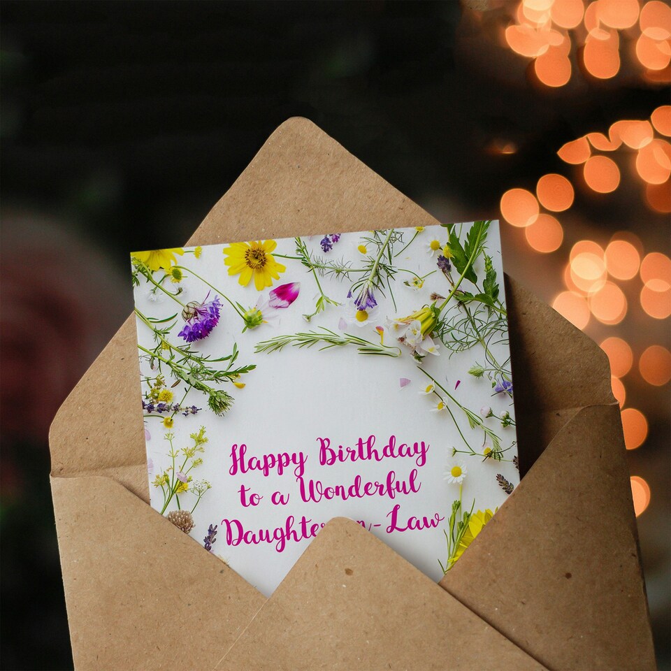 image 1 of Simple Spring Meadow Wildflowers Floral Daughter in Law Birthday Card