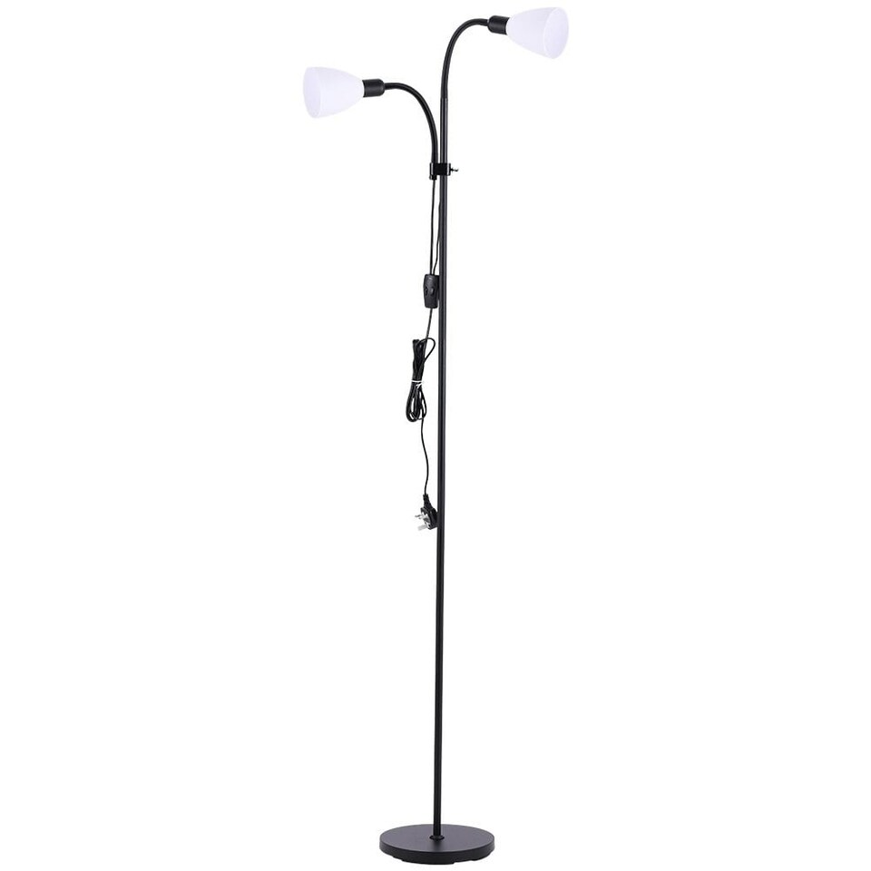 image 1 of Living and Home Modern 2-Head Floor Lamp for Living Room - Black