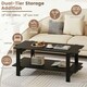 image 4 of COSTWAY 2-Tier Coffee Table Slatted Wood Center Table Black Black