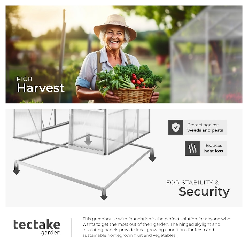 image 1 of Aluminium greenhouse with foundation, UV-resistant