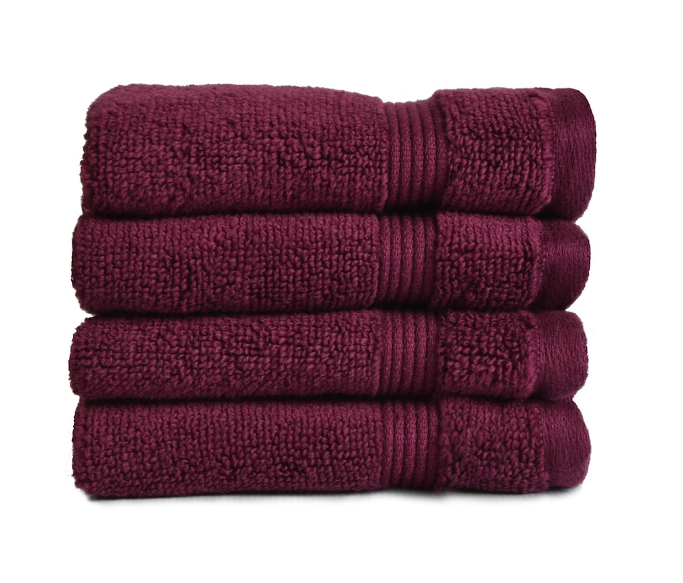 image 1 of Zero Twist Egyptian Cotton Face Cloths Pack of 4 - Beetroot