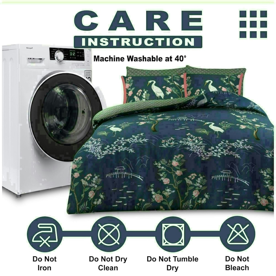 image 1 of Maki Floral Printed Duvet Cover Set Reversible Polycotton Beddings Multi | King
