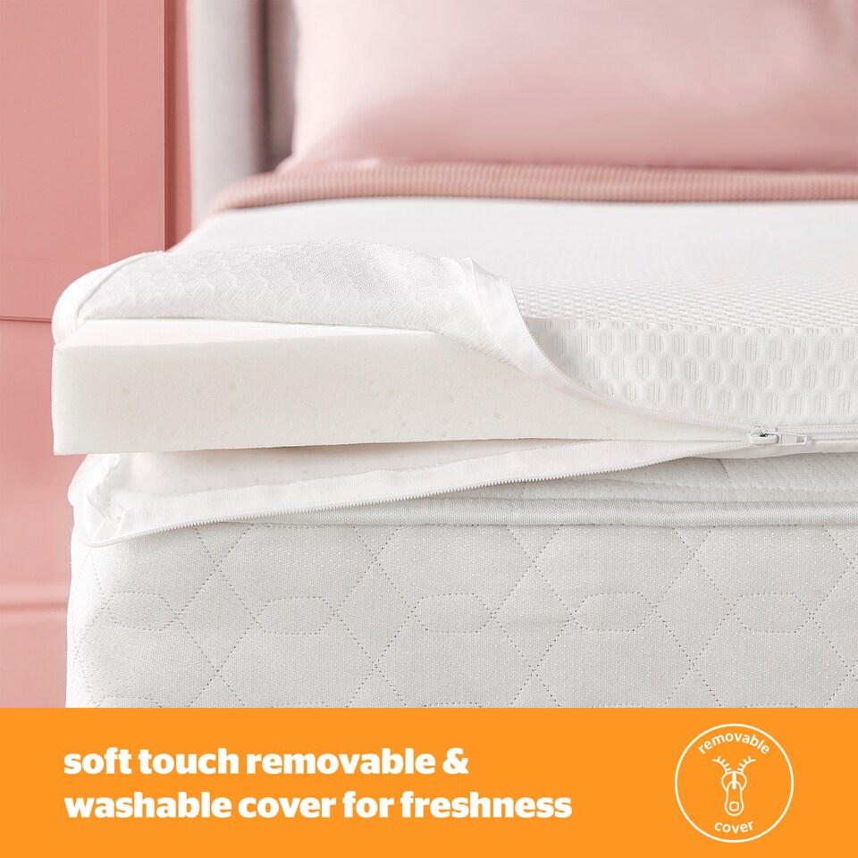 image 1 of Silentnight Impress Memory Foam Mattress Topper, 5cm Thick, Small Double | White | 1