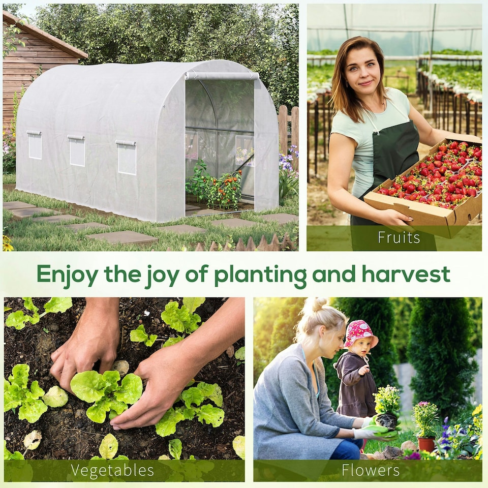 image 1 of Outsunny Large Walk-in Greenhouse Poly Tunnel Galvanised Garden Plants Grow Tent