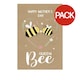 image 2 of Eurowrap Queen Bee Mothers Day Greetings Card (Pack of 6) - Brown/Yellow/Black - One Size
