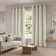 image 5 of Velvet Chenille Eyelet Curtains Ready Made Pair - 142cm x 229cm - Cream