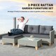 image 3 of Outsunny L Shaped Garden Conversation Chaise Lounge Furniture, Charcoal Grey