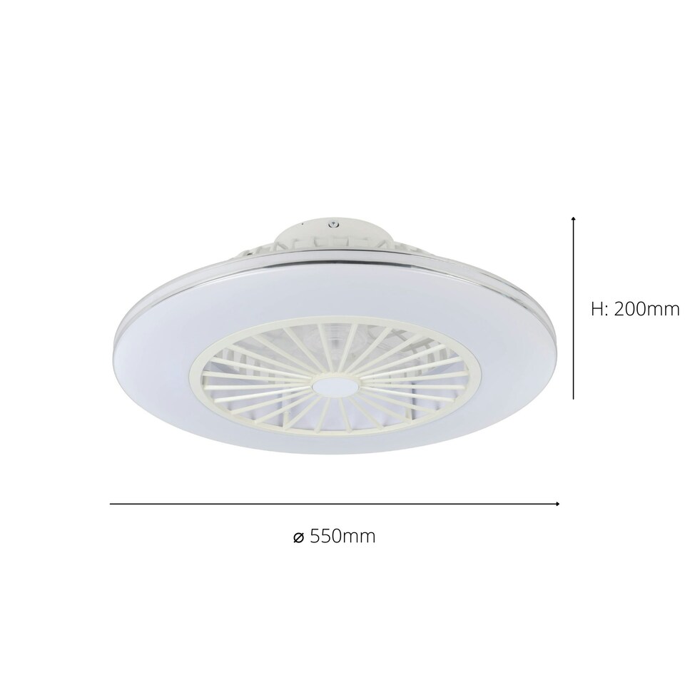 image 1 of EGLO Lovisca White And Silver Ceiling Fan With Light