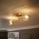 image 2 of ValueLights Chessy Ribbed Glass Gold Bar Ceiling Light & Bulbs | Gold