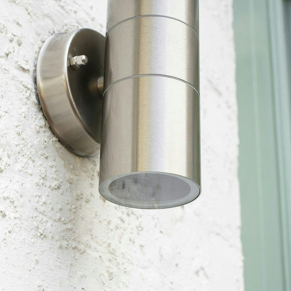 image 1 of ValueLights Modern IP44 Rated Stainless Steel Outdoor Garden Up Down Security Wall Light