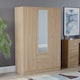 image 1 of Vida Designs Riano 3 Door 2 Drawer Mirrored Wardrobe With Shelf & Clothes Rail, Pine
