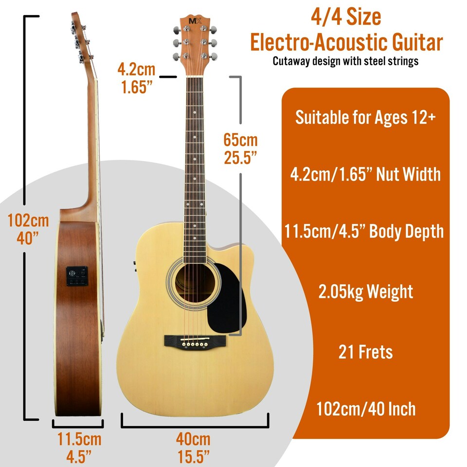 image 1 of MX by 3rd Avenue Cutaway Electro Acoustic Guitar Pack Brown