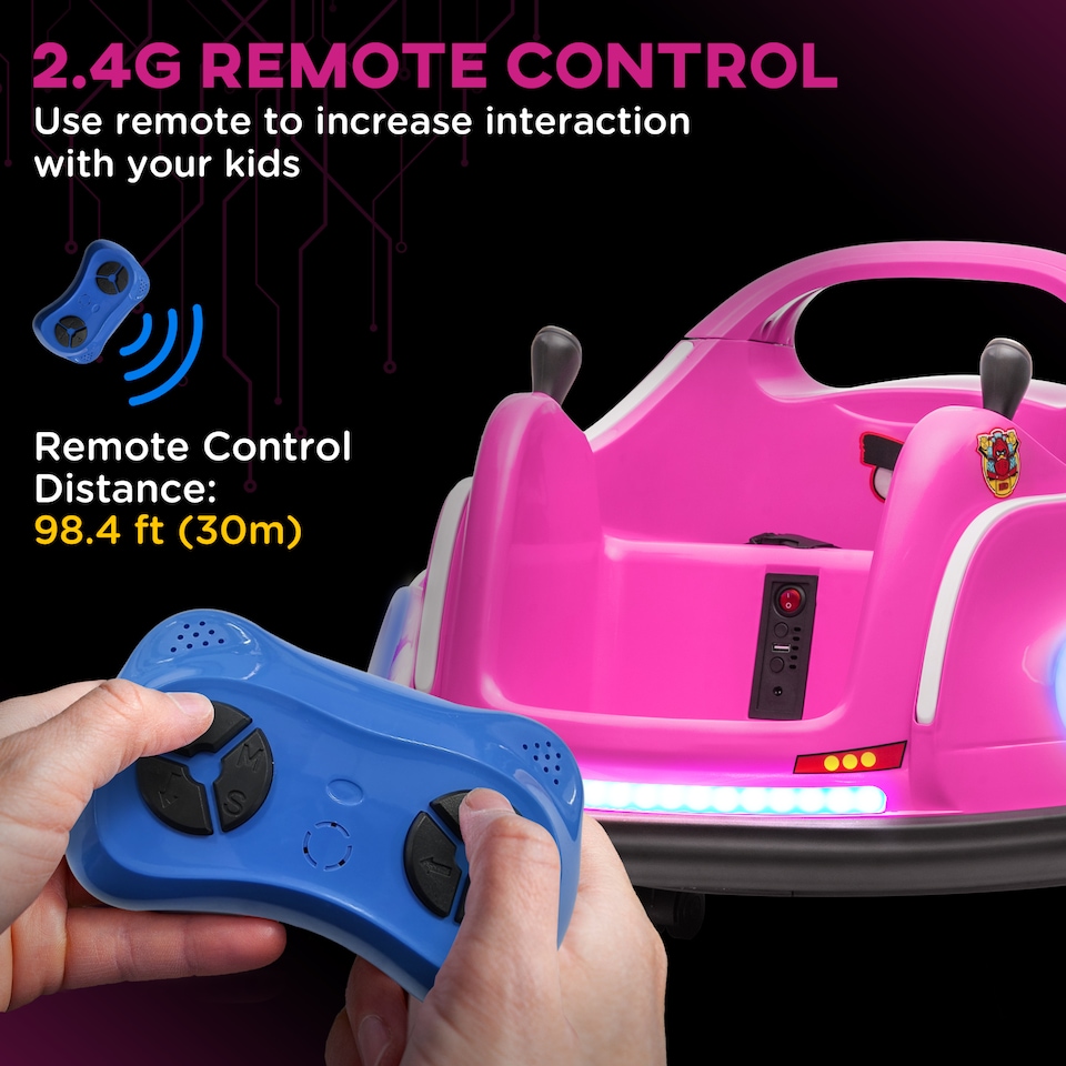 image 1 of AIYAPLAY Licensed Bumper Car for Kids with Joysticks, Remote, Pink
