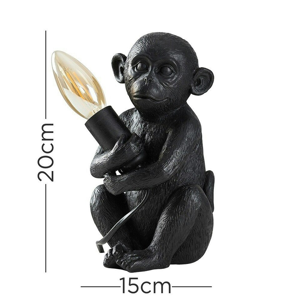 image 1 of ValueLights Pair of Baby Monkey Black Table Lamp