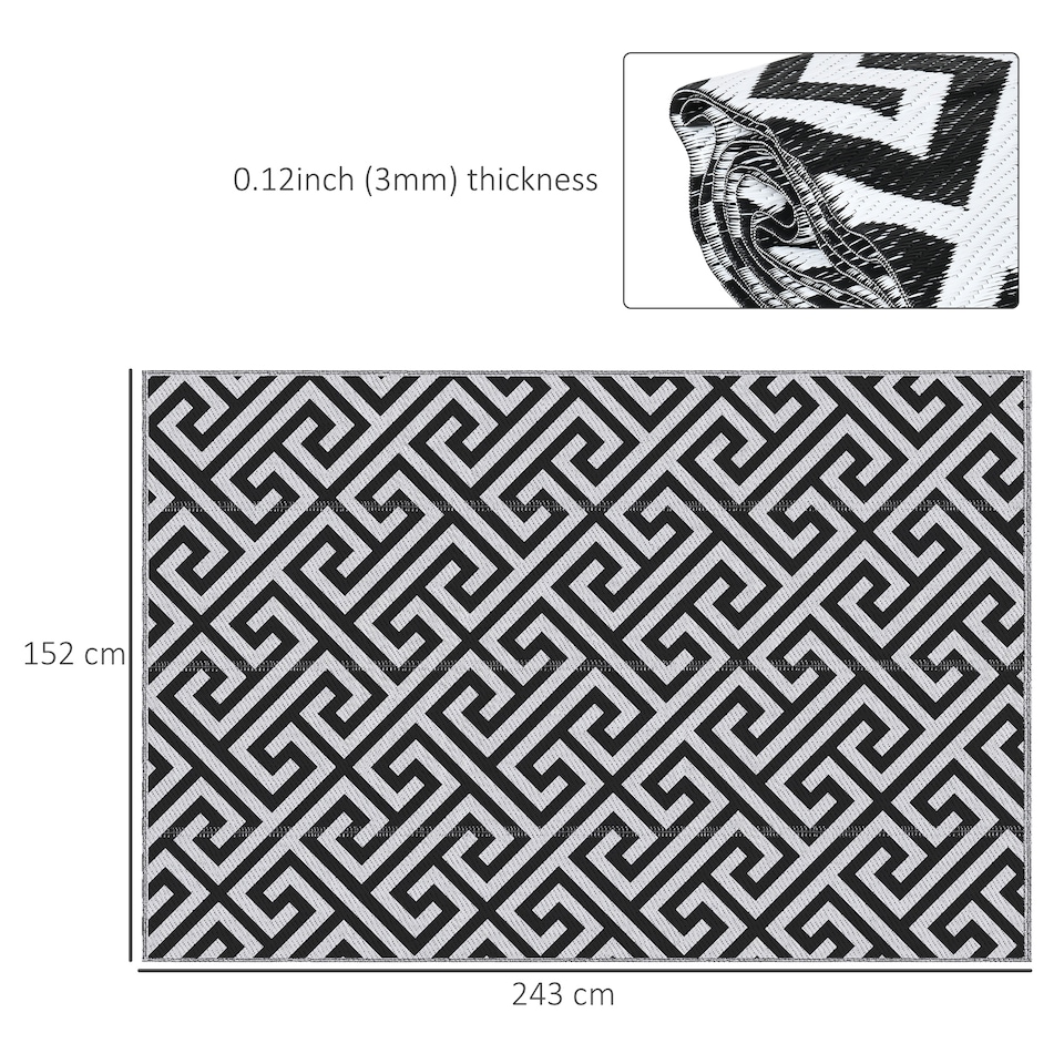 image 1 of Outsunny 152x243cm Reversible Outdoor Rug Portable Straw RV Camping Mat