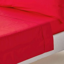 Homescapes Red Egyptian Cotton Flat Sheet 200 TC, King | Red | King