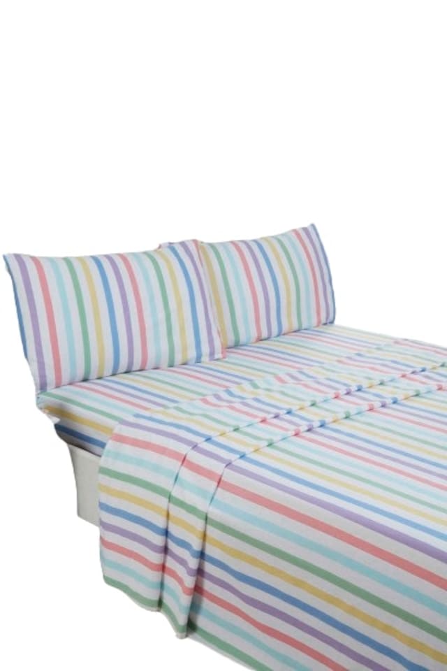 image 1 of Candy Stripe Pure Cotton Complete Bedding Sheet Set | Multi | 1