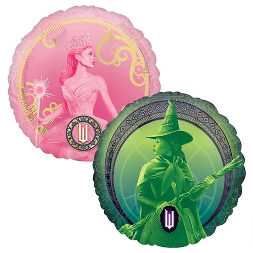 image 1 of Wicked Glinda & Elphaba Round Foil Helium Balloon 46cm / 18 in | Multi