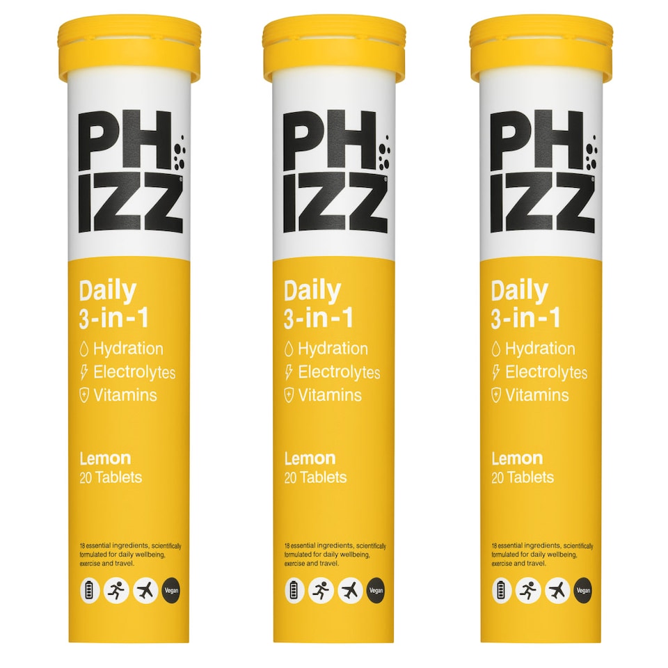 image 1 of Phizz Lemon 3-in-1 Hydration, Electrolytes and Vitamins Effervescent (60 Tablets)