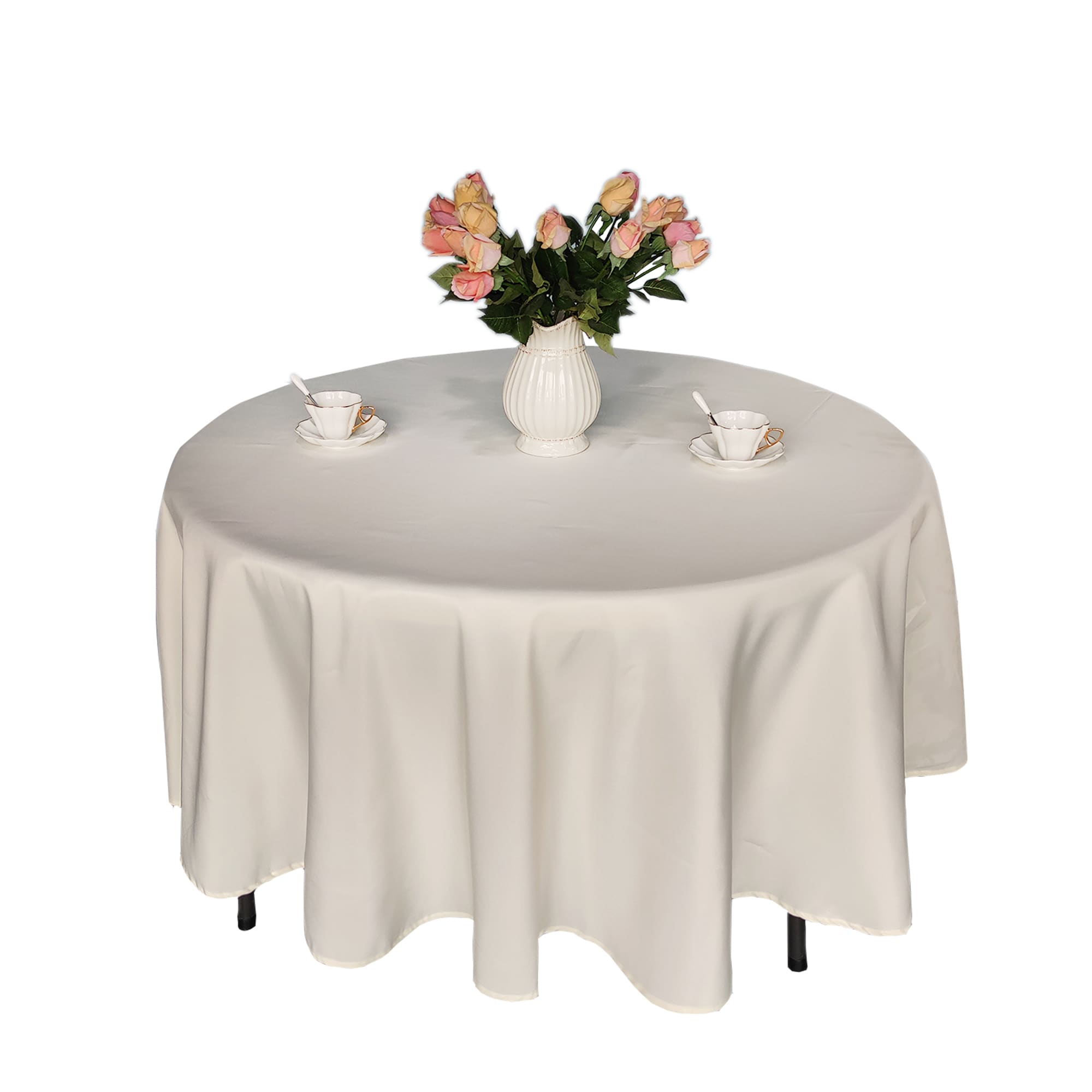 Round Polyester Tablecloth Stain & Wrinkle-Resistant Table Cover - 108 Inch