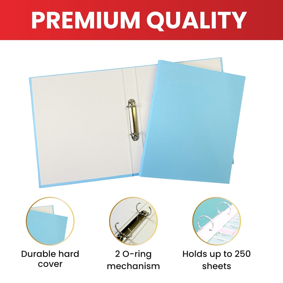 image 1 of Pack of 4 A4 Assorted Pastel Coloured Paper Over Board Ring Binders by Janrax