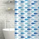 image 2 of Showerdrape Aquarium White & Blue Shower Curtain