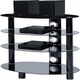 image 3 of Centurion Supports HALIGON 4-Shelf Oval Premium Gloss Black Glass with Black Legs AV Rack Black