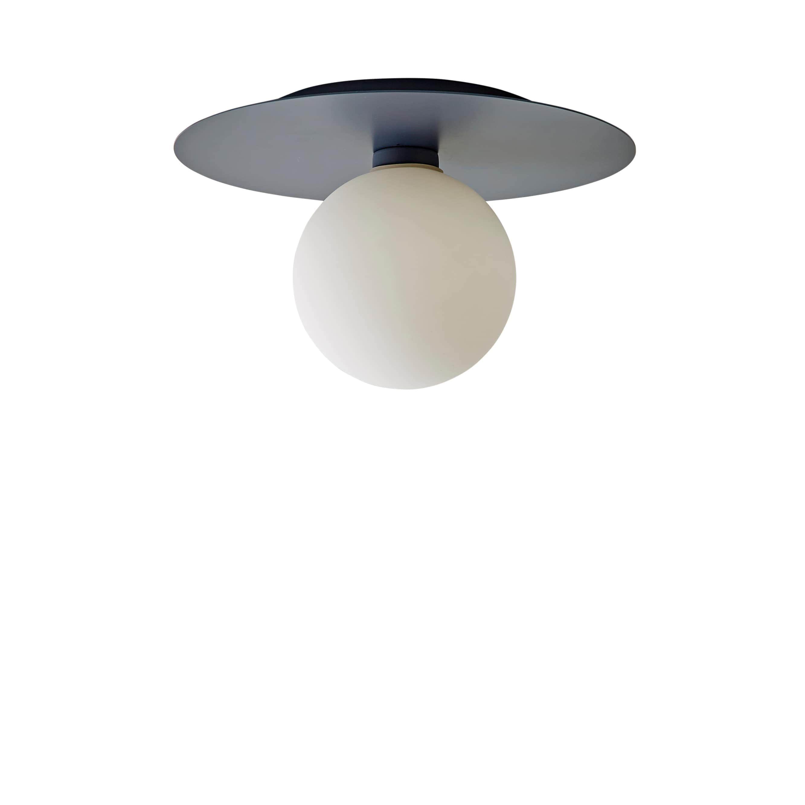 ValueLights Darla Frosted Globe IP44 Rated Bathroom Flush Ceiling Light with Bulb in Dark Navy