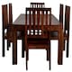 image 2 of Poko Dark Mango 6ft Dining Set with Wooden Chairs